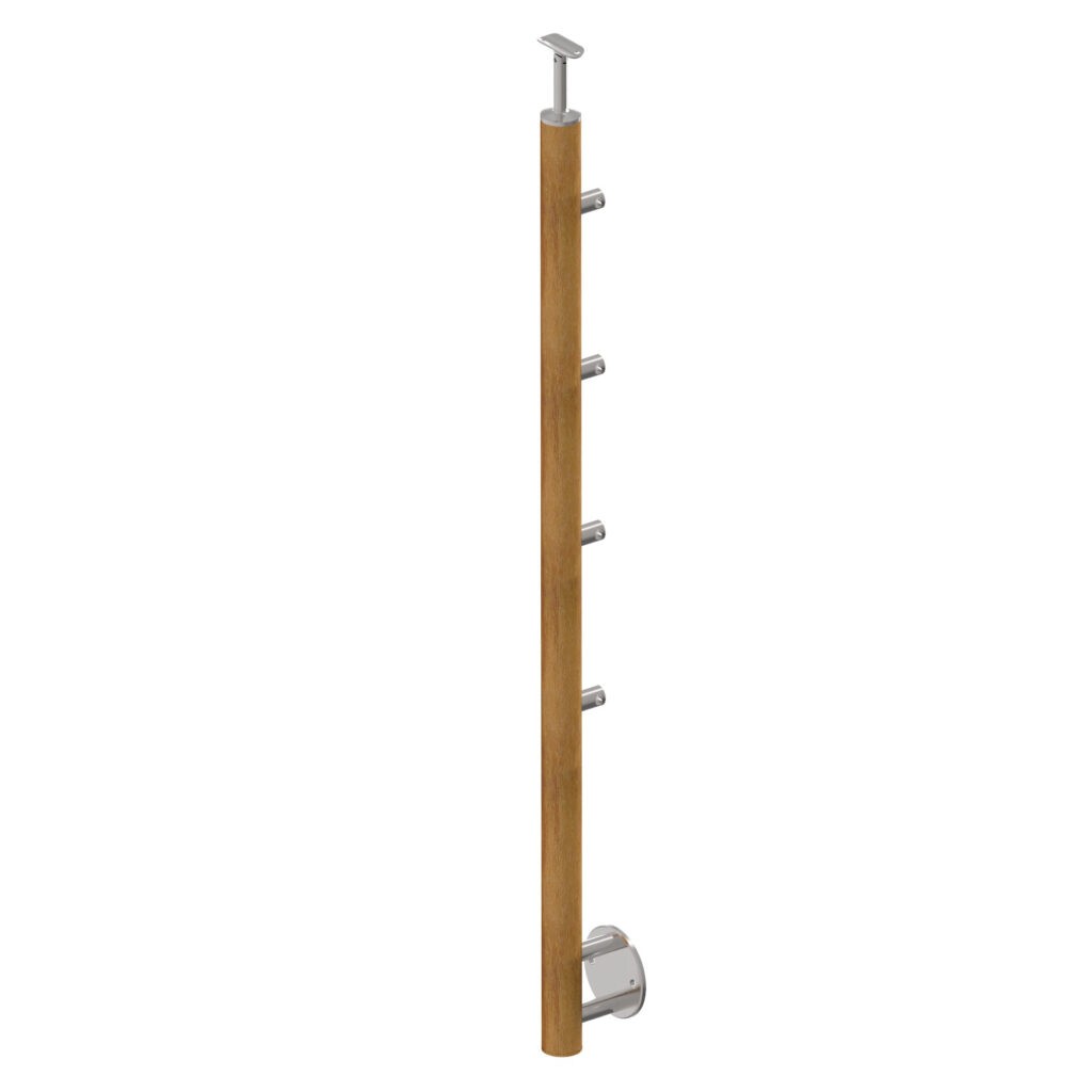 Drewniany słupek BUK(BEECH) D50mm, 4xd12mm, H900 WB-BS90-4D12