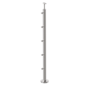 Słupek nierdzewny poler AISI304, D42,4×2/5xD12/H10 A-VS100-5D12-L
