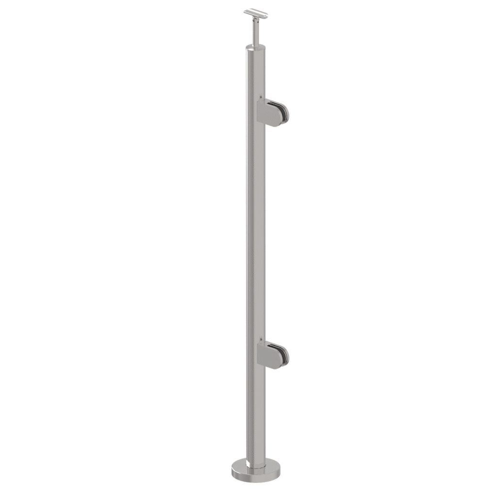 Słupek nierdzewny D42,4 - 2xSzkło h=100cm A-VS100-2GR