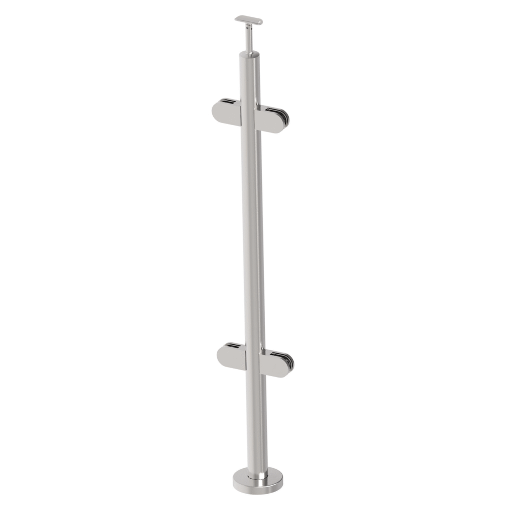 Słupek nierdzewny D42,4 - 4xGlass  h=100cm AISI304 A-VS100-4G