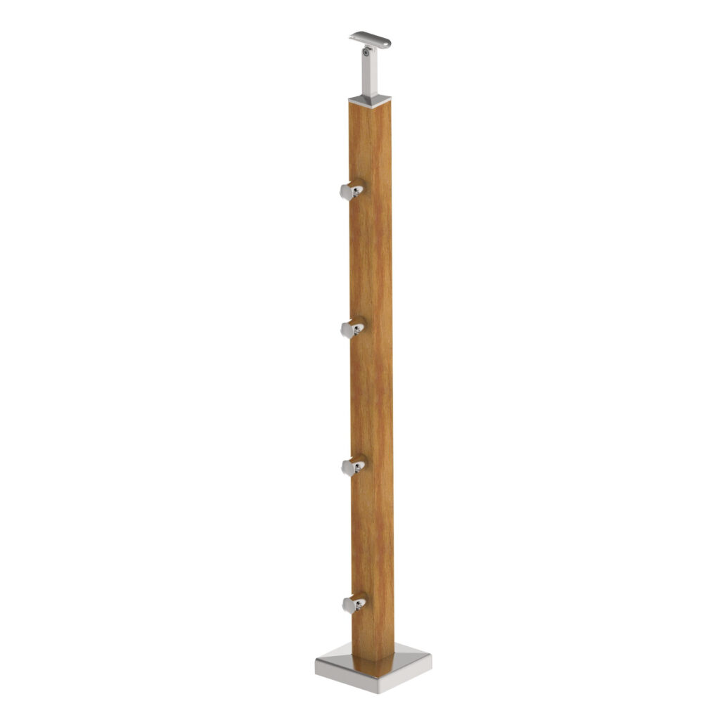 Drewniany słupek BUK (BEECH) JP 40x40mm 4xd12mm WBJP-VR90-4D12