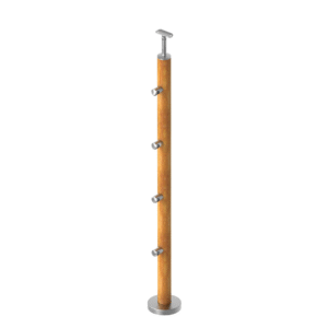 Drewniany słupek DUB (OAK) D50mm, 4xd12mm, v=90 cm WD-VS90-4D12