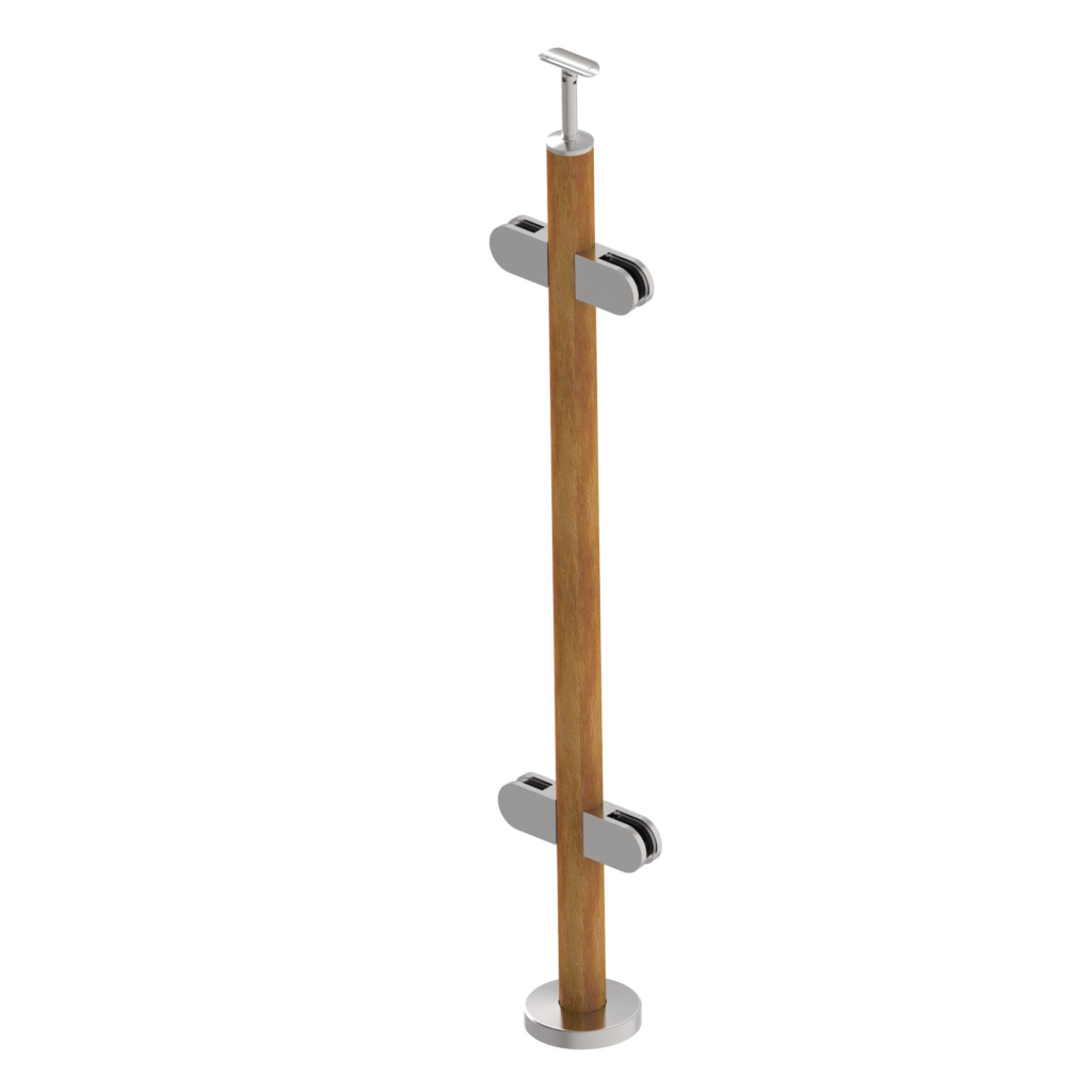Słupek dębowy Fi 42,4 mm. 4x uchwyt słzka, h=100cm WD-VS100-4G