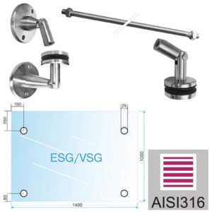 Daszek szklany. GS14/PR-R-set/glass