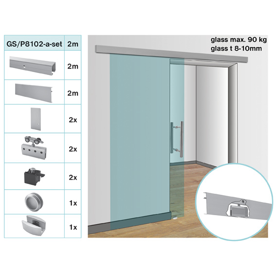 Okucia -drzwi przesuwne- listwa AL GS-AL/P8102/N/E-set