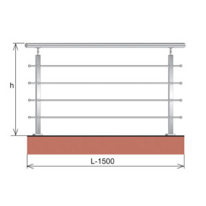 Balustrada nierdzewna AISI304, 40x40x2/4xd12/H900/ AJP/ZVR90-1500