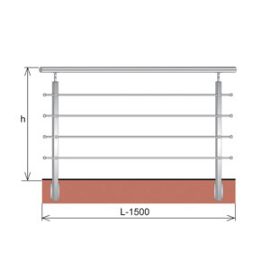 Balustrada nierdzewna AISI304, 40x40x2/4xd12/H900/ AJP/ZBR90-1500