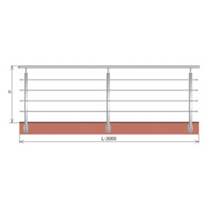 Balustrada nierdzewna AISI304, 40x40x2/4xd12/H900/ AJP/ZBR90-3000