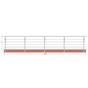 Balustrada nierdzewna AISI304, 40x40x2/4xd12/H900/ AJP/ZBR90-6000