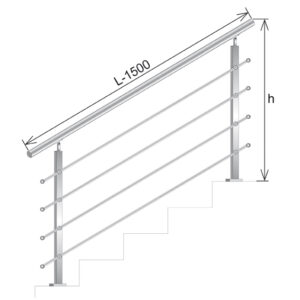 Balustrada nierdzewna AISI304, 40x40x2/4xd12/H900/ AJP/ZVS90-1500