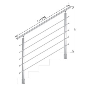 Balustrada nierdzewna AISI304, 40x40x2/4xd12/H900/ AJP/ZBS90-1500