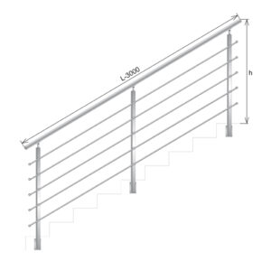 Balustrada nierdzewna AISI304, 40x40x2/4xd12/H900/ AJP/ZBS90-3000