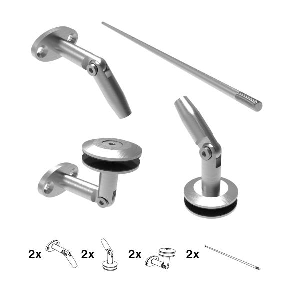 Daszek nierdzewny- okucia kpl GS14/PR-R3-M12-set