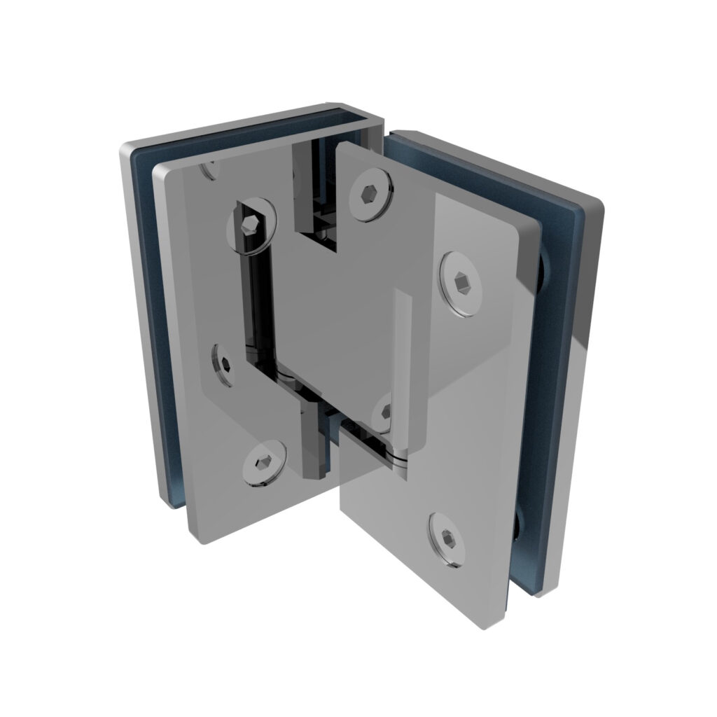 Zawias do drzwi szklanych +/- 90 stopni AISI304, GS-304/D-B-990-4/P/Cr-B