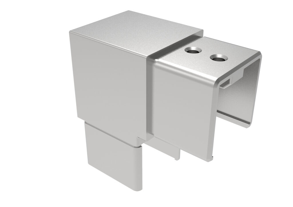 Uchwyt szkla-złączka rury-kolano 90°, 40x40x2mm A14/6303-040