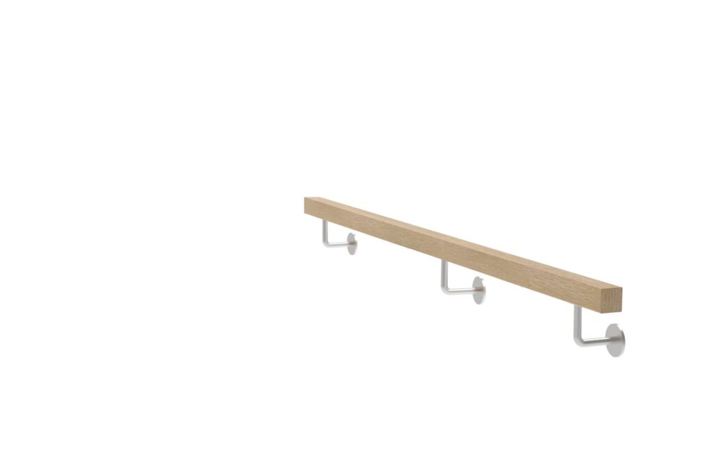 Uchwyt z drewna dębowego i uchwyt poręczy AISI304, JP40x40mm/L2000mm WDJP/M-2000