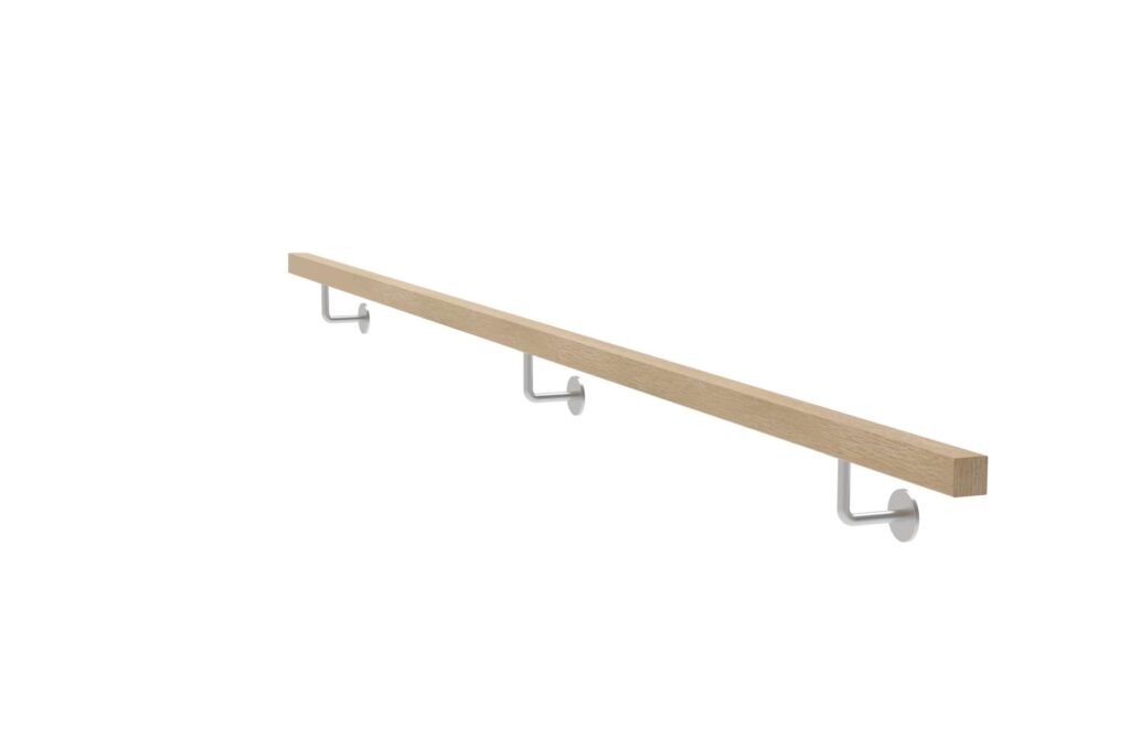 Uchwyt z drewna dębowego i uchwyt poręczy AISI304, JP40x40mm/L3000mm WDJP/M-3000
