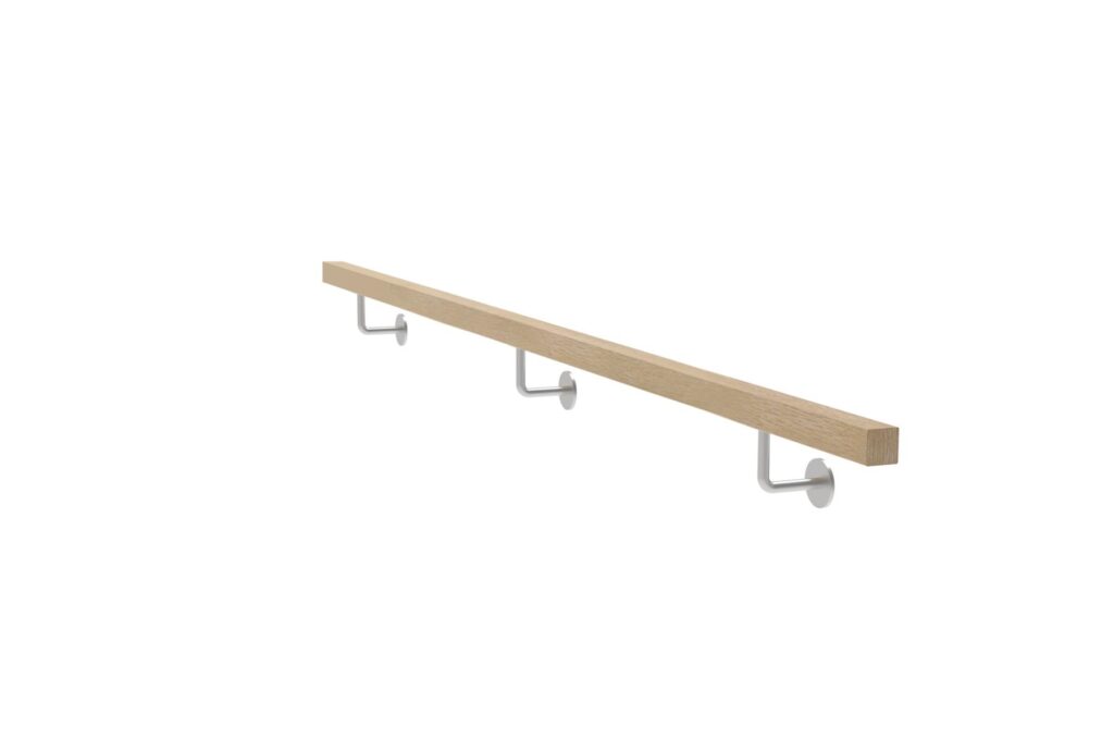 Uchwyt z drewna dębowego i uchwyt poręczy AISI304, JP40x40mm/L2500mm WDJP/M-2500-CINK