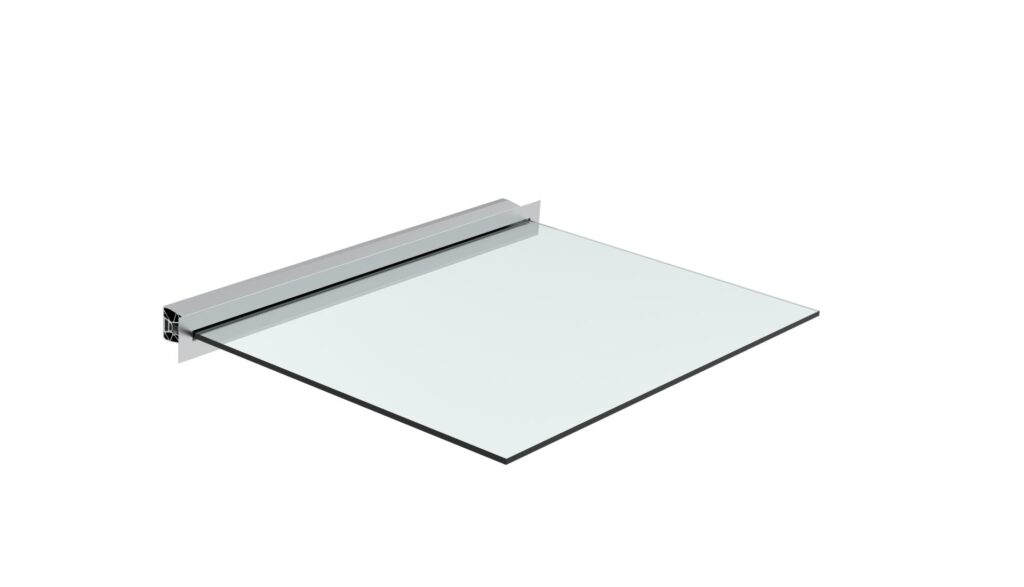 Aluminiowa daszka szklana profil AL/PR7-1500-N-E-SET3